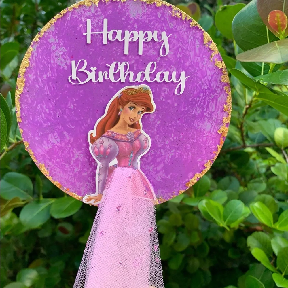 Princess Ariel Themed Birthday Cake Toppers with 6 cupcake toppers